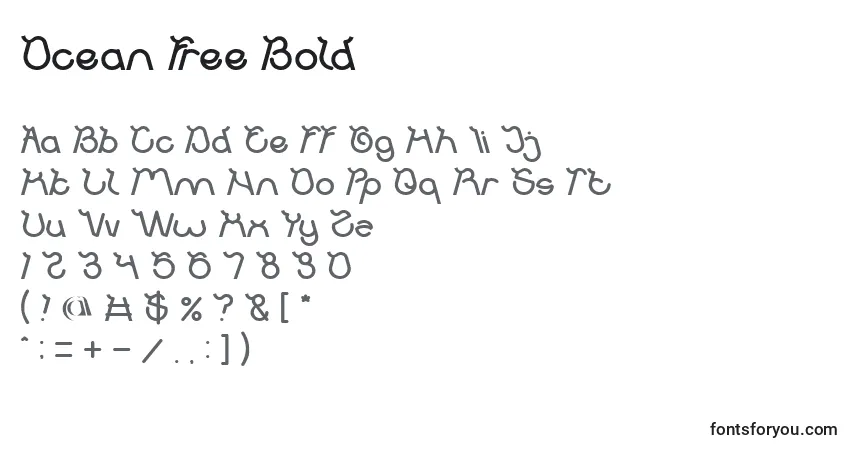 A fonte Ocean Free Bold – alfabeto, números, caracteres especiais
