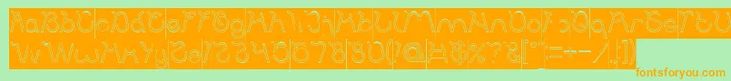 Ocean Free Hollow Inverse-Schriftart – Orangefarbene Schriften auf grünem Hintergrund