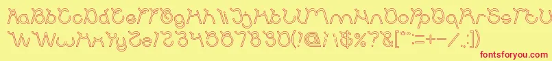 Ocean Free Hollow Font – Red Fonts on Yellow Background