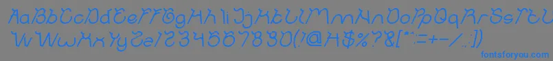 フォントOcean Free Italic – 灰色の背景に青い文字