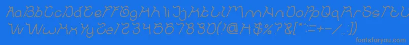 フォントOcean Free Italic – 青い背景に灰色の文字