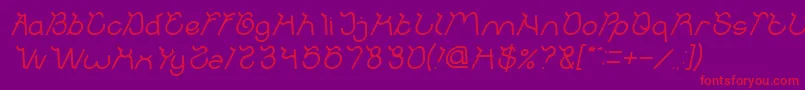 Czcionka Ocean Free Italic – czerwone czcionki na fioletowym tle