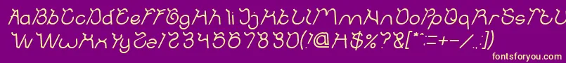 Fonte Ocean Free Italic – fontes amarelas em um fundo roxo