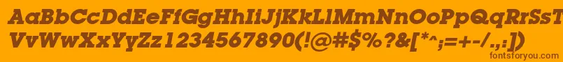 LugacBolditalic-fontti – ruskeat fontit oranssilla taustalla