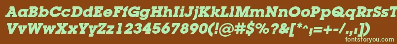 LugacBolditalic-fontti – vihreät fontit ruskealla taustalla