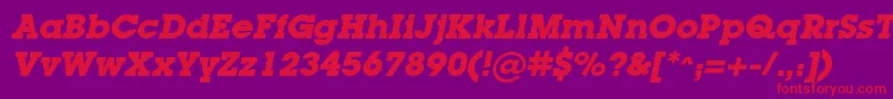 LugacBolditalic-Schriftart – Rote Schriften auf violettem Hintergrund