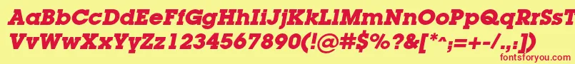 LugacBolditalic Font – Red Fonts on Yellow Background