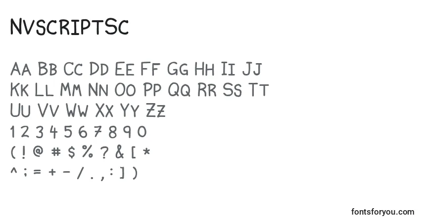 Шрифт NvscriptSc – алфавит, цифры, специальные символы