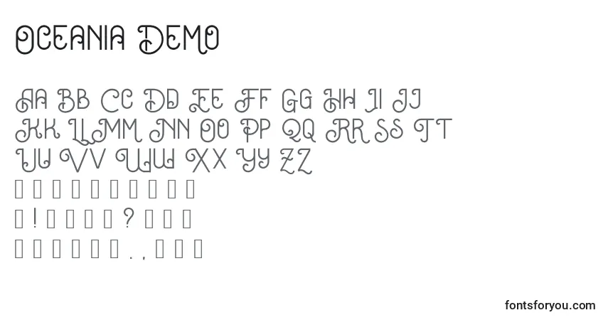 Шрифт Oceania Demo – алфавит, цифры, специальные символы