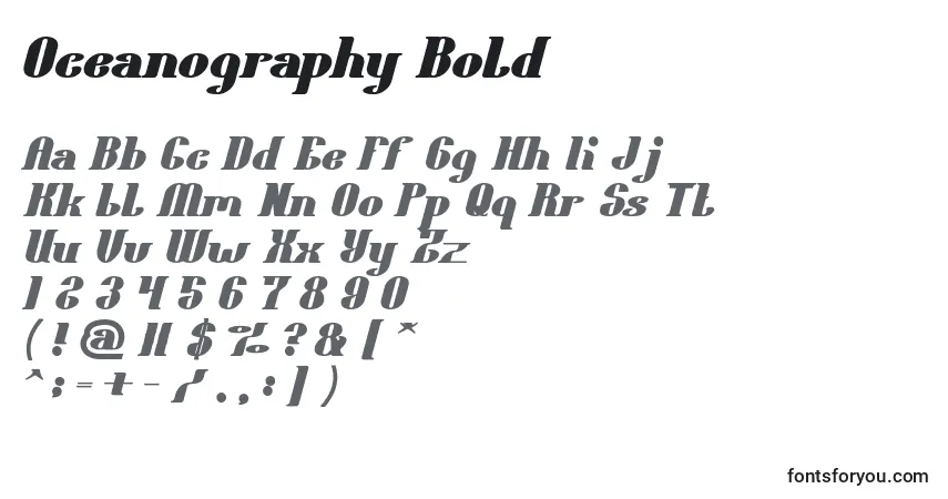 Шрифт Oceanography Bold – алфавит, цифры, специальные символы