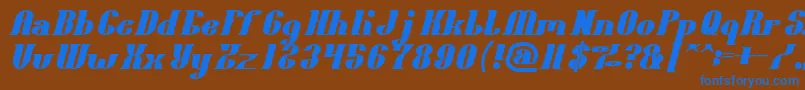 フォントOceanography Bold – 茶色の背景に青い文字