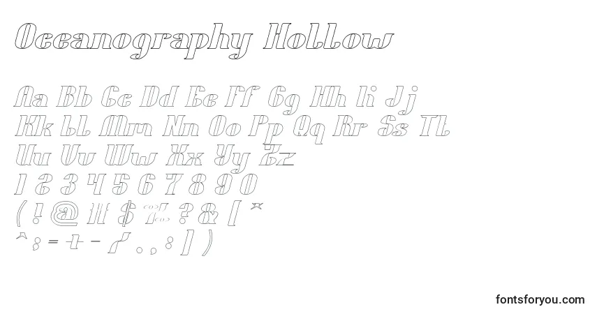 Oceanography Hollowフォント–アルファベット、数字、特殊文字
