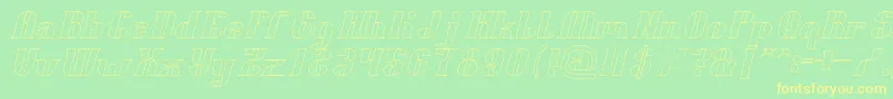 フォントOceanography Hollow – 黄色の文字が緑の背景にあります