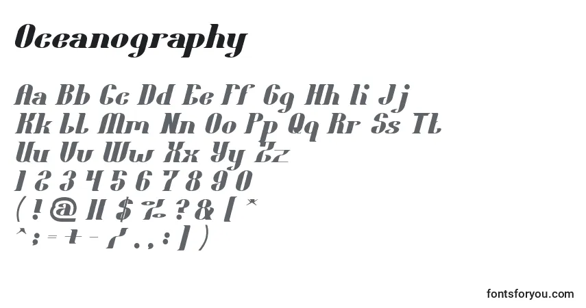Schriftart Oceanography (135905) – Alphabet, Zahlen, spezielle Symbole