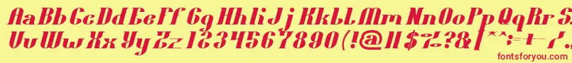 Czcionka Oceanography – czerwone czcionki na żółtym tle