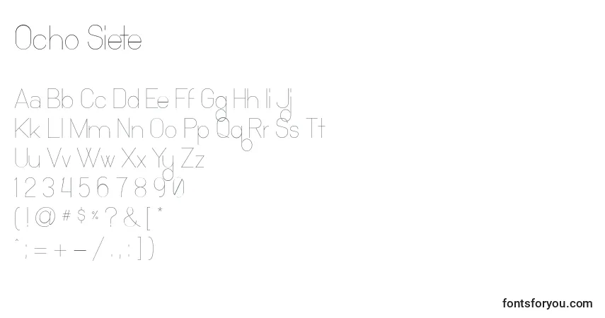 Czcionka Ocho Siete – alfabet, cyfry, specjalne znaki