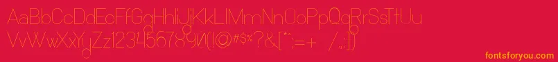 フォントOcho Siete – 赤い背景にオレンジの文字