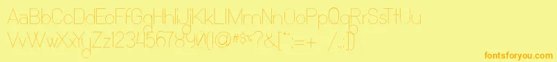 フォントOcho Siete – オレンジの文字が黄色の背景にあります。