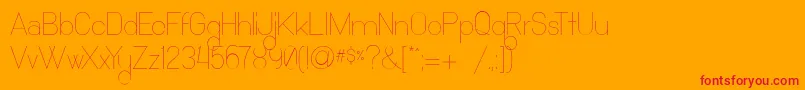 Ocho Siete-Schriftart – Rote Schriften auf orangefarbenem Hintergrund