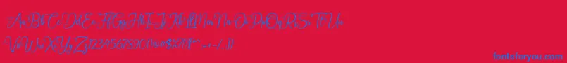 Octhovia Demo-Schriftart – Blaue Schriften auf rotem Hintergrund