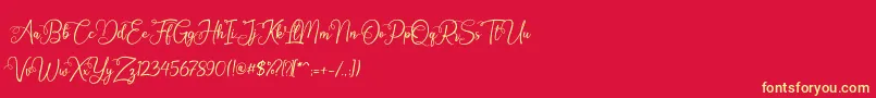 Octhovia Demo-Schriftart – Gelbe Schriften auf rotem Hintergrund