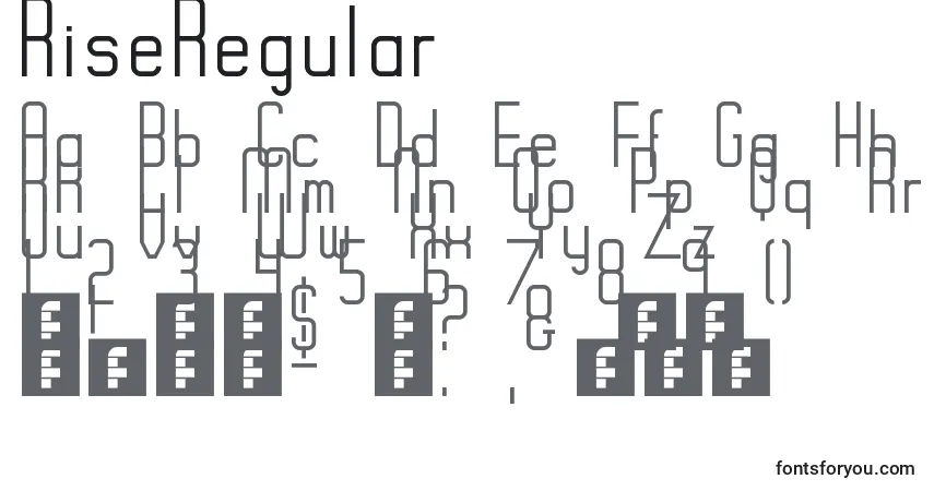 Czcionka RiseRegular – alfabet, cyfry, specjalne znaki