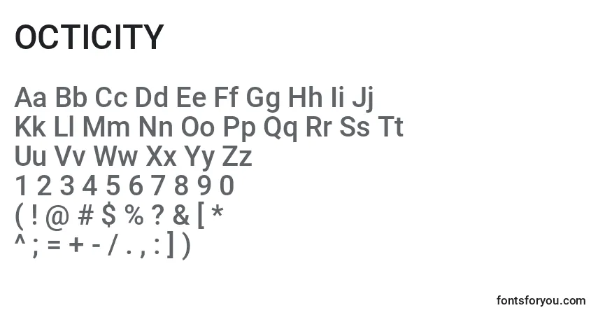Schriftart OCTICITY (135910) – Alphabet, Zahlen, spezielle Symbole
