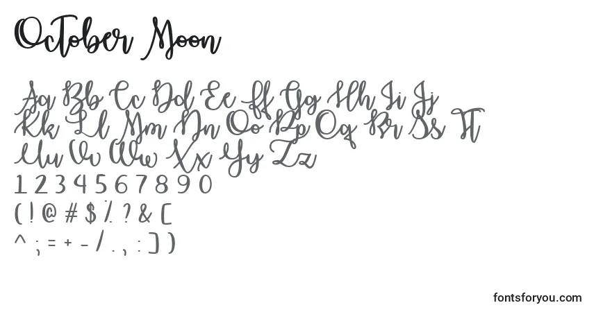 Шрифт October Moon   (135912) – алфавит, цифры, специальные символы