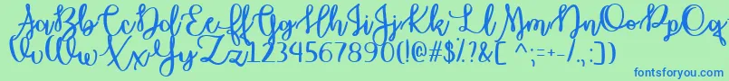October Moon  -Schriftart – Blaue Schriften auf grünem Hintergrund
