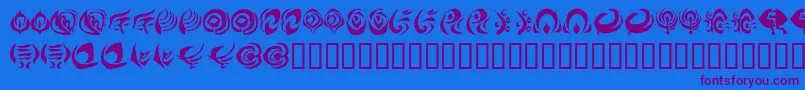 Octopus Language-Schriftart – Violette Schriften auf blauem Hintergrund