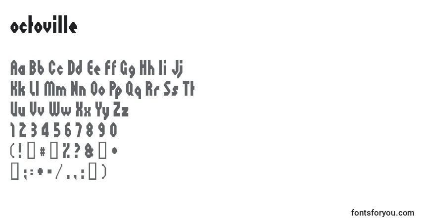 Schriftart Octoville (135915) – Alphabet, Zahlen, spezielle Symbole
