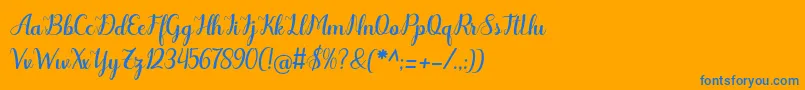 フォントOdelette – オレンジの背景に青い文字