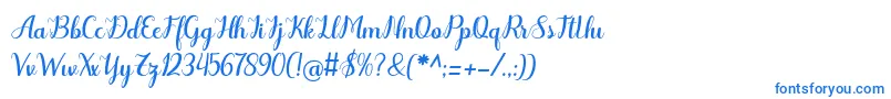 フォントOdelette – 白い背景に青い文字