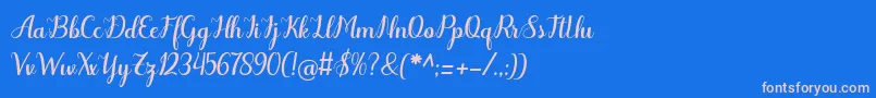 Odelette Font – Pink Fonts on Blue Background