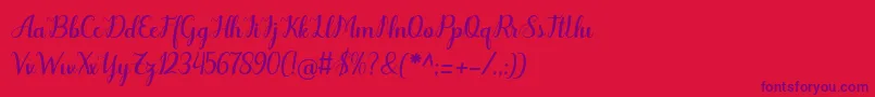 Odelette Font – Purple Fonts on Red Background