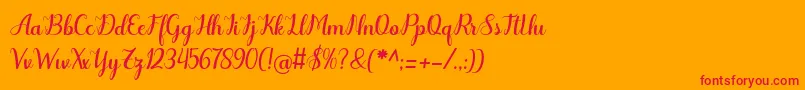 Odelette Font – Red Fonts on Orange Background
