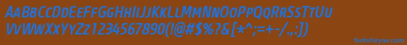 フォントCoreSansMSc57CnMediumItalic – 茶色の背景に青い文字