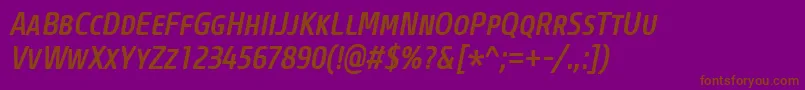 CoreSansMSc57CnMediumItalic-fontti – ruskeat fontit violetilla taustalla
