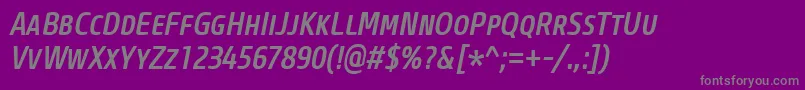 フォントCoreSansMSc57CnMediumItalic – 紫の背景に灰色の文字
