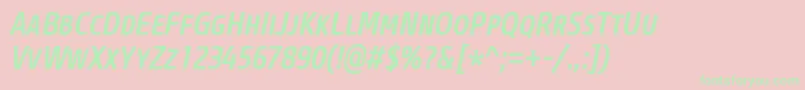 CoreSansMSc57CnMediumItalic-fontti – vihreät fontit vaaleanpunaisella taustalla