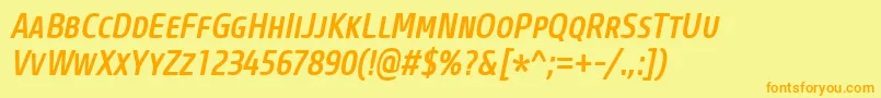 CoreSansMSc57CnMediumItalic Font – Orange Fonts on Yellow Background