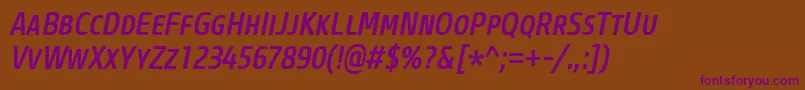 Шрифт CoreSansMSc57CnMediumItalic – фиолетовые шрифты на коричневом фоне