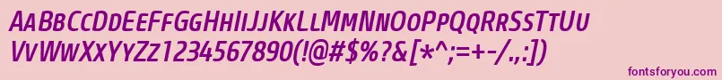 フォントCoreSansMSc57CnMediumItalic – ピンクの背景に紫のフォント