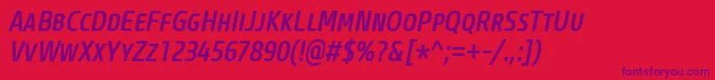 Шрифт CoreSansMSc57CnMediumItalic – фиолетовые шрифты на красном фоне