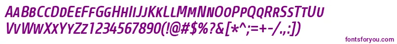 CoreSansMSc57CnMediumItalic-fontti – violetit fontit valkoisella taustalla