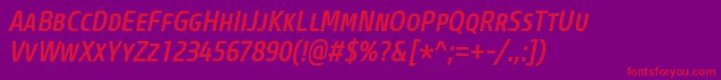 Шрифт CoreSansMSc57CnMediumItalic – красные шрифты на фиолетовом фоне