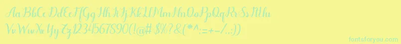 フォントOdelette – 黄色い背景に緑の文字