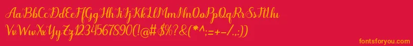 フォントOdelette – 赤い背景にオレンジの文字