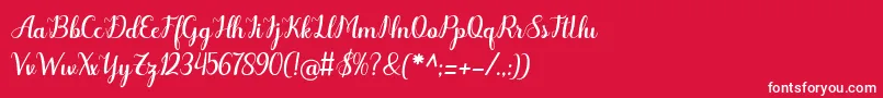 Odelette-Schriftart – Weiße Schriften auf rotem Hintergrund