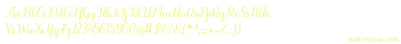 フォントOdelette – 白い背景に黄色の文字